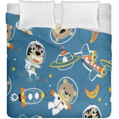 Seamless Pattern Funny Astronaut Outer Space Transportation Duvet Cover Double Side (king Size) by Semog4