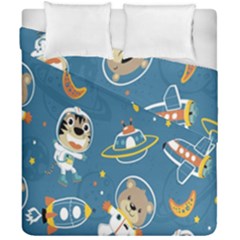 Seamless Pattern Funny Astronaut Outer Space Transportation Duvet Cover Double Side (california King Size) by Semog4