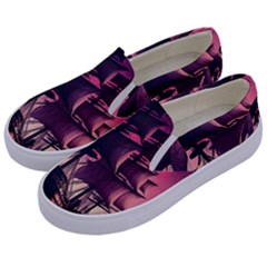 Ship Pirate Adventure Landscape Ocean Sun Heaven Kids  Canvas Slip Ons by Semog4