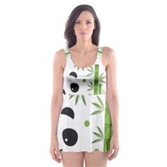 Giant Panda Bear Green Bamboo Skater Dress Swimsuit by Salman4z