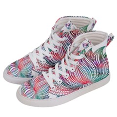 Lotus Feathers Boho Watercolor Men s Hi-top Skate Sneakers by Salman4z