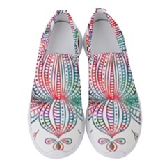 Lotus Feathers Boho Watercolor Women s Slip On Sneakers by Salman4z