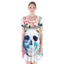 Day Of The Dead Skull Art Short Sleeve V-neck Flare Dress View1