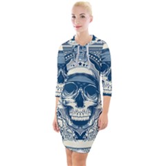 Skull Drawing Quarter Sleeve Hood Bodycon Dress by Salman4z