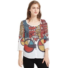 Amsterdam Graphic Design Poster Illustration Chiffon Quarter Sleeve Blouse by Salman4z