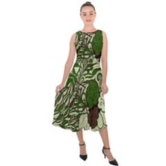 Texture Ornament Pattern Seamless Paisley Midi Tie-back Chiffon Dress by Salman4z