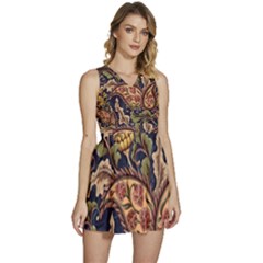 Leaves Flowers Background Texture Paisley Sleeveless High Waist Mini Dress by Salman4z