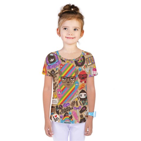 Multicolored Doodle Art Wallpaper Kids  One Piece Tee by Salman4z