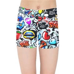 Graffiti Art Cartoon Comic Kids  Sports Shorts by Salman4z