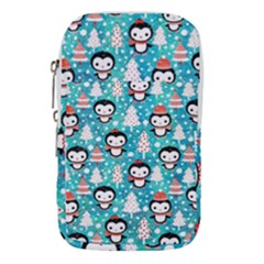 Blue Penguin Pattern Christmas Waist Pouch (small) by Salman4z