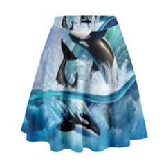 Orca Wave Water Underwater High Waist Skirt by Salman4z