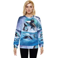 Orca Wave Water Underwater Hidden Pocket Sweatshirt by Salman4z