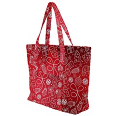 Christmas Pattern Red Zip Up Canvas Bag by Salman4z