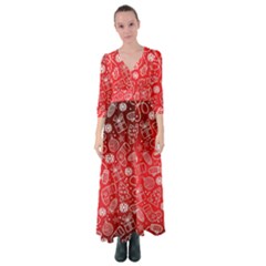 Christmas Pattern Red Button Up Maxi Dress by Salman4z