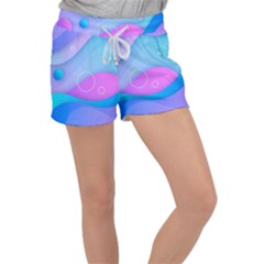 Colorful Blue Purple Wave Women s Velour Lounge Shorts by Salman4z