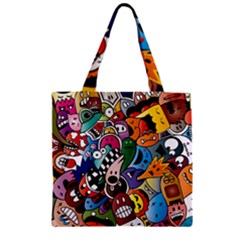 Cartoon Explosion Cartoon Characters Funny Zipper Grocery Tote Bag by Salman4z