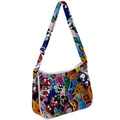 Cartoon Explosion Cartoon Characters Funny Zip Up Shoulder Bag by Salman4z