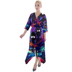 Rick And Morty In Outer Space Quarter Sleeve Wrap Front Maxi Dress by Salman4z