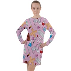 Medical Long Sleeve Hoodie Dress by SychEva