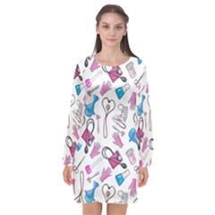 Medicine Long Sleeve Chiffon Shift Dress  by SychEva