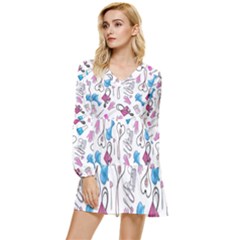 Medicine Tiered Long Sleeve Mini Dress by SychEva