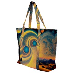 Surrealist Fantasy Dream Moon Space Zip Up Canvas Bag by Jancukart