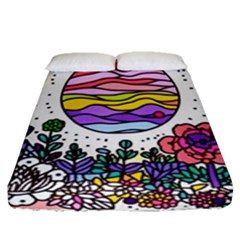 Rainbow Fun Cute Minimal Doodle Drawing Fitted Sheet (queen Size) by Jancukart