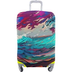 Tsunami Waves Ocean Sea Nautical Nature Water Painting Luggage Cover (large) by Jancukart