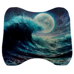 Tsunami Waves Ocean Sea Nautical Nature Water 4 Velour Head Support Cushion by Jancukart