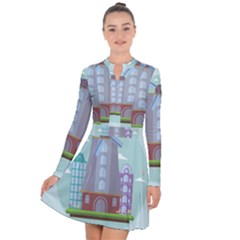 Amsterdam Landmark Landscape Long Sleeve Panel Dress by Sudheng