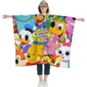 Illustration Cartoon Character Animal Cute Women s Hooded Rain Ponchos View1