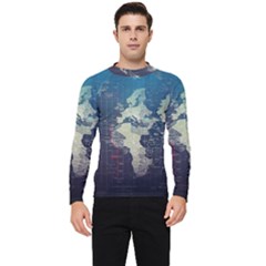 Vintage World Map Illustration Artwork Water Drop Digital Art Arts Men s Long Sleeve Rash Guard by Sudheng