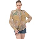 Vintage World Map Physical Geography High Neck Long Sleeve Chiffon Top View1