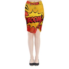 Explosion Boom Pop Art Style Midi Wrap Pencil Skirt by Sudheng