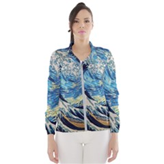 Starry Night Hokusai Van Gogh The Great Wave Off Kanagawa Women s Windbreaker by Sudheng