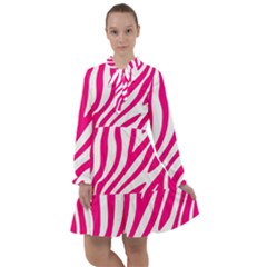 Pink Fucsia Zebra Vibes Animal Print All Frills Chiffon Dress by ConteMonfrey