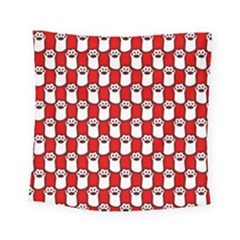 Red And White Cat Paws Square Tapestry (small) by ConteMonfrey