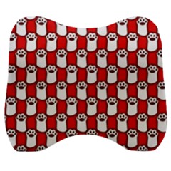 Red And White Cat Paws Velour Head Support Cushion by ConteMonfrey