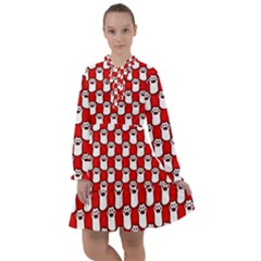 Red And White Cat Paws All Frills Chiffon Dress by ConteMonfrey