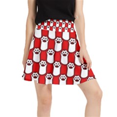 Red And White Cat Paws Waistband Skirt by ConteMonfrey