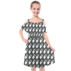 Grey And White Little Paws Kids  Cut Out Shoulders Chiffon Dress by ConteMonfrey