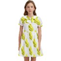 Yellow Butterflies On Their Own Way Kids  Bow Tie Puff Sleeve Dress View1