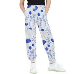 Blue Classy Tulips Kids  Elastic Waist Pants by ConteMonfrey