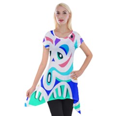 Crazy Pop Art - Doodle Animals   Short Sleeve Side Drop Tunic by ConteMonfrey