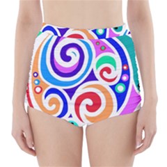 Crazy Pop Art - Doodle Circles   High-waisted Bikini Bottoms by ConteMonfrey