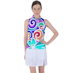 Crazy Pop Art - Doodle Circles   Women s Sleeveless Polo Tee by ConteMonfrey