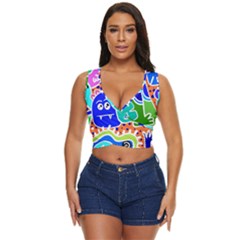 Crazy Pop Art - Doodle Buddies  Women s Sleeveless Wrap Top by ConteMonfrey