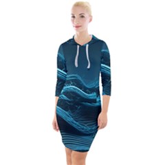 Technology Computer Background (1) Quarter Sleeve Hood Bodycon Dress by Simbadda