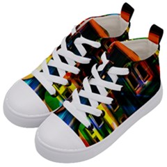 Architecture City Homes Window Kids  Mid-top Canvas Sneakers by Amaryn4rt