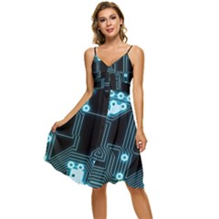 A Completely Seamless Background Design Circuitry Sleeveless Tie Front Chiffon Dress by Amaryn4rt